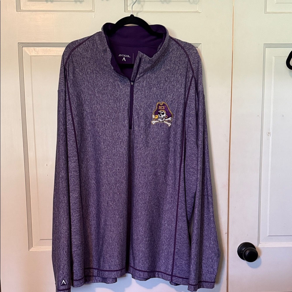East Carolina University  Antigua Heathered Purple Quarter-Zip Pullover